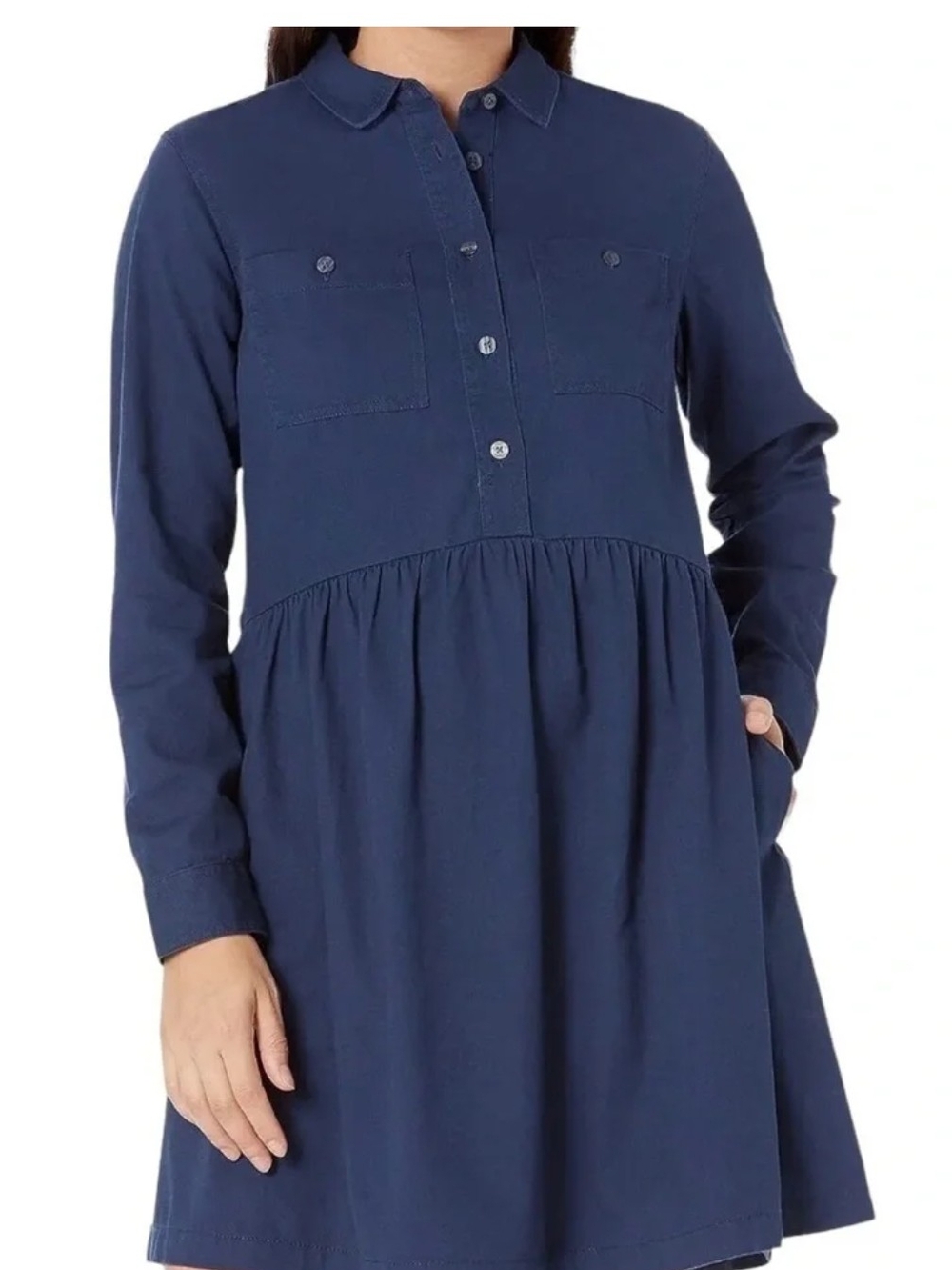 Nwt Draper James Long Sleeve Utility Dress Navy Blue With Pockets